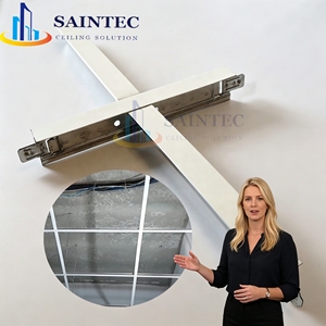 Oferta: Sistema de Techo Suspendido Saintec T24 Negro con Perfil Principal en T y Perfil Transversal en T, Acero Galvanizado Ignífugo, Garantía de 5 Años - Product Image 1