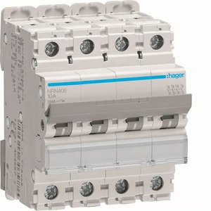 Interruttore Automatico Miniaturizzato Hager 4P 10A Curva C 25kA per Protezione Elettrica - Product Image 1