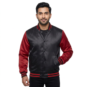 Vestes de baseball universitaires personnalisées de haute qualité pour hommes, style américain, en tissu satiné, col montant, broderie, pour l'hiver - Product Image 1