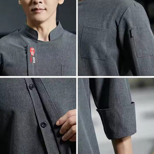 Klassieke Unisex <span class=keywords><strong>Chef</strong></span>-Jassen Met Lange Mouwen Poly/Katoenen Twill Stof Zak Voor Café Bar Ober Chinese Restaurant Uniformen Bakken - Product Image 3