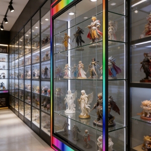 Vitrina de Cristal para Legos, Vitrina de Exhibición de Vidrio Templado Personalizada con Iluminación LED de Color en la Base, Exhibidor de Productos para Tiendas de Cigarrillos - Product Image 3