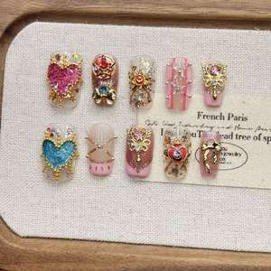 เซเลอร์มูนเล็บแบบกดเอบีเอสปลายสูงสำหรับตกแต่งเล็บทำมือลายหัวใจสีสันสดใสสินค้าแฮนด์เมด - Product Image 2