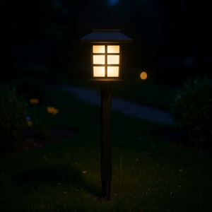 Lampe solaire de jardin noire 2700K LED blanc chaud IP65, éclairage paysager extérieur avec capteur de lumière, autoportante - Product Image 2