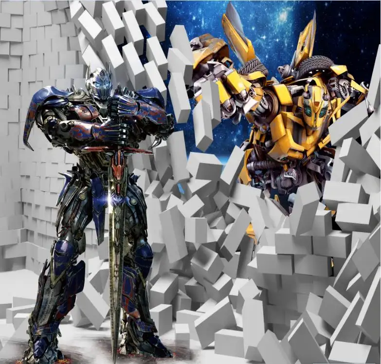 3D Transformers robot çocuk odası arkaplan duvar kağıdı karikatür tasarım duvar kağıdı