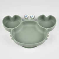 Usine En Gros Personnalisable Crabe Animal En Forme De Bébé Vaisselle Assiettes En Silicone pour Enfants 0-12 Mois