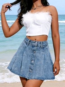 Nouvelle collection 26ème : Short en <span class=keywords><strong>jean</strong></span> amincissant pour femme, taille haute, coupe trapèze, anti-exposition, grande taille, pour silhouettes généreuses - Product Image 2
