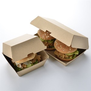 Kích thước tùy chỉnh in logo thực phẩm dùng một lần lớp các tông bánh <span class=keywords><strong>hamburger</strong></span> Takeaway bao bì kraft giấy vỏ sò Burger hộp - Product Image 1