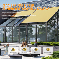 Toldo Retráctil Motorizado Impermeable de 6x4m con Resorte de Gas, Sistema de Toldo sin Columnas, Protección Solar y Techo Retráctil