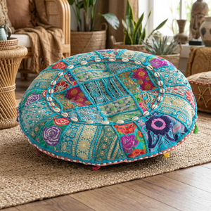 Taie d'oreiller décorative de coussin de patchwork de sari brodé à la main technique non tissée pour l'usage d'hôpital d'hôtel à la maison - Product Image 2