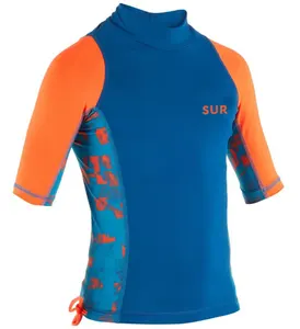 작은 주문 낮은 moq 어린이 세트 맞춤형 로고 rashguard 자외선 차단 아마존의 공급 업체 UPF 50 + 래시 아기 피부 보호 T 셔츠