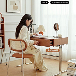 Solid Wood <b>Desk</b> Nordic Minimalist Style 110x55x75 Cm With Drawer For Bedroom Office Writing Table - Product Image 5