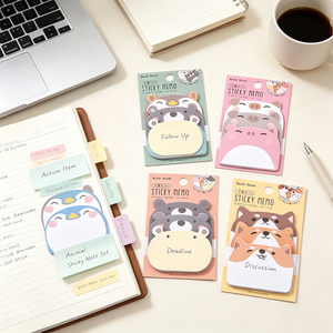 Blocs-notes autocollants mignons en forme d'animaux Sheng Kang Industry, mini-notes de dessin animé, lot de 48 x 68 mm - Product Image 6