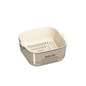 Égouttoir de cuisine double couche multifonctionnel, style Instagram, grande capacité, pour légumes et fruits, design esthétique - Product Image 6