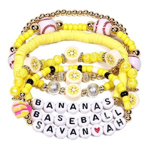 Pulseras Inspiradas en Regalos Juveniles Savannah Merch Bananas, 5 Piezas, Pulseras de la <span class=keywords><strong>Amistad</strong></span> Apilables y Elásticas con Cuentas, Regalos para Fanáticos del Béisbol - Product Image 1