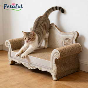 מיטת ספה מפוארת ומודרנית לחתולים, גדולה, מקרטון, בצורת לאונג', משטח גירוד לחתולים - Product Image 6