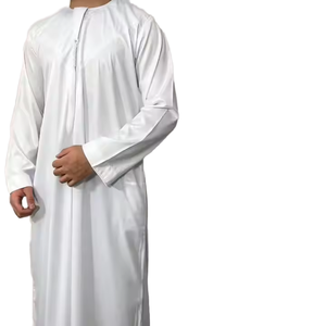 Thobe da Uomo Stile Dubai, Lunghezza MAXI, Maniche Lunghe, Tessuto in Poliestere Traspirante, Orlo Aperto, Vestibilità Ampia, Abbigliamento per Preghiera Ramadan ed Eid - Product Image 1