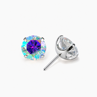 Vente en gros de bijoux de piercing pour le nez en titane ASTM F136 16G, avec grappe de zircons CZ sans filetage et système push-pin, idéal comme cadeau