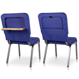 Silla de Teatro Moderna de Metal Azul o Gris con Respaldo Encajable, Bolsillo Trasero, Tablero de <span class=keywords><strong>Escritura</strong></span>, para Iglesia, Escuela, Hotel, con Tapicería de Tela - Product Image 1
