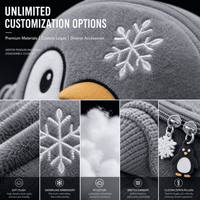 Sac à dos en peluche personnalisé Hiver Flocon de neige Pingouin, Sac à dos en peluche doux, Sac à jouets en peluche, Cadeau de vacances, OEM ODM
