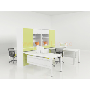 2025 multifunción de fábrica a buen precio, estación de trabajo para cubículos de 2 plazas con gabinete superior, materiales verdes, muebles de oficina de lujo - Product Image 5