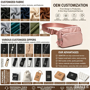 Sac banane unisexe en nylon personnalisé <span class=keywords><strong>avec</strong></span> logo d'usine, fermeture éclair, <span class=keywords><strong>pochette</strong></span> étanche pour téléphone et sac de poitrine - Product Image 6