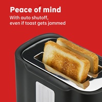 Pemanggang Roti Listrik Slim 2 Iris Plastik Smart Kitchen Home Cooking Pop up, Mesin Pembuat Roti Panggang Otomatis Cepat BT010