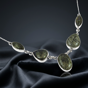 Art Palace Women's 925 Silver Silver Plated Casual Geometric <b>Statement</b> <b>Necklace</b> Natural Stone Water Drop Channel Setting Link - Product Image 2
