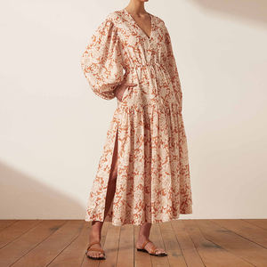 <span class=keywords><strong>Robe</strong></span> d'été en lin à fleurs <span class=keywords><strong>Robe</strong></span> à manches longues à imprimé floral pour femmes Plus Size 100% <span class=keywords><strong>Robe</strong></span> en lin - Product Image 2