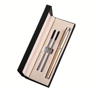 02 Custom Logo Promotional Luxury Business Gift Black Metal Roller Ball Point <b>Pens</b> Set With Box - Product Image 4