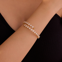 Gelang Tenis Eropa Chic Berlapis IP 18K dengan CZ Berkilau - Perhiasan Mewah Tahan Air untuk Hadiah Ulang Tahun Wanita