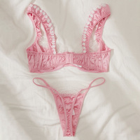 Ensemble de lingerie sexy de haute qualité pour femmes Sous-vêtements sexy Pure Desire Lace Flowers Ensemble de sous-vêtements sexy à trois points