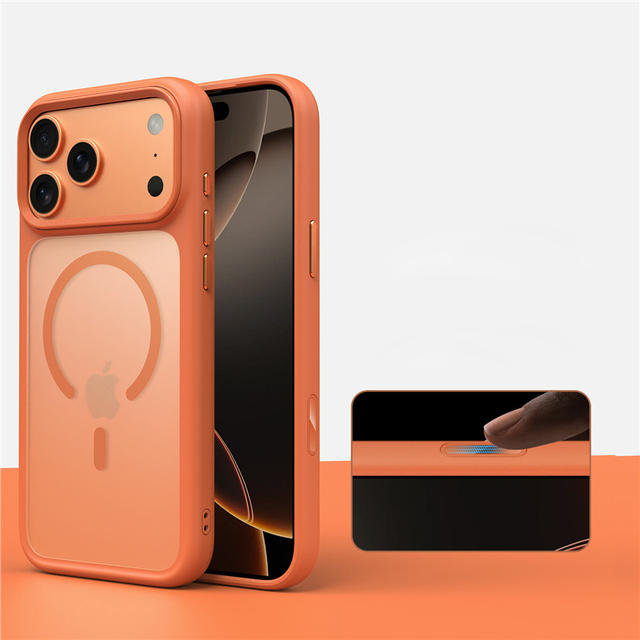 Magnetic Matte Skin Feel Phone Case for iPhone 17 Pro Max 17 Air Shockproof Individual  Metal Buttons Mobile Phone Case