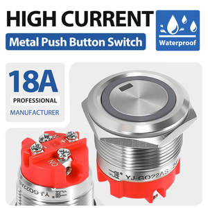 Power <strong>Control</strong> Switch Metal Push <strong>Button</strong> With Led Light Ring-Square Hybrid <strong>Button</strong> 22MM 18A 1NO Aluminum Illuminated Screw - Product Image 1