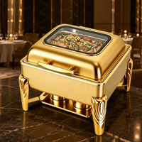 Plat de service carré en acier inoxydable doré de 6 litres pour hôtels et traiteurs – Style arabe