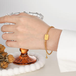 Bracelet <span class=keywords><strong>en</strong></span> acier inoxydable <span class=keywords><strong>de</strong></span> haute qualité, doré, avec pendentif rond, <span class=keywords><strong>bijoux</strong></span> fantaisie, accessoires <span class=keywords><strong>de</strong></span> mode, cadeaux <span class=keywords><strong>pour</strong></span> femmes, <span class=keywords><strong>vente</strong></span> <span class=keywords><strong>en</strong></span> <span class=keywords><strong>gros</strong></span> - Product Image 2