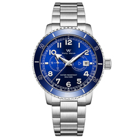 Montre mécanique personnalisée OEM tendance, cadran analogique lumineux en acier inoxydable, boîtier rond de 42 mm, bracelet à fermoir, vente en gros d'usine