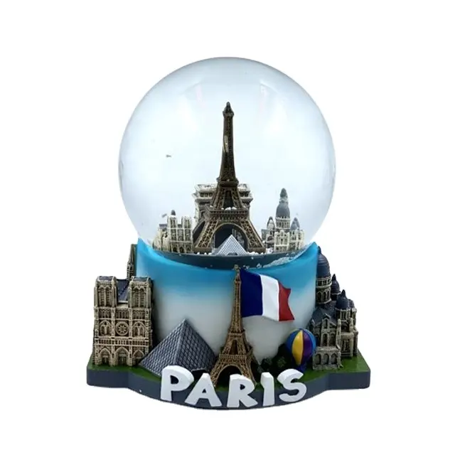 Suvenir Terkenal Kustom Globe Air Resin Globe Salju Paris untuk Koleksi