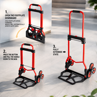 Chariot à plateforme pliable en alliage d'aluminium avec roues rouges - Chariot à main et chariot à roulettes personnalisable OEM