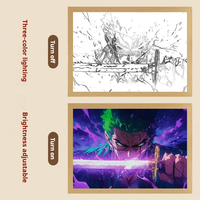 Precio al por Mayor, Obras de Arte Enmarcadas en 3D, Ilusión Óptica, Pintura de Luz Anime, Arte de One Piece, LED Zoro para Decoración de Escritorio