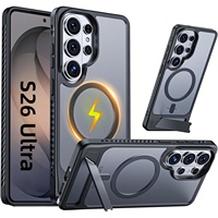 Étui de téléphone magnétique anti-chute et résistant aux chocs avec support magnétique effet peau mate premium pour Samsung S24 S25 S26 Ultra Plus