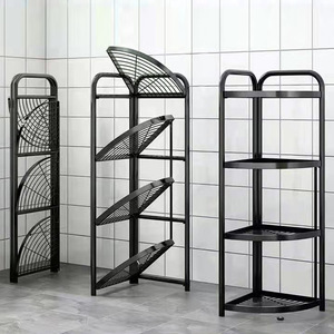 Étagère de rangement à angle droit salle de bain installation gratuite du type de sol organisateur multi-salle de bain étagère d'angle de rangement de salon - Product Image 1