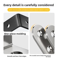Support d'angle multifonctionnel en acier inoxydable en forme de L à trois côtés, modèle LM-03, pour fixation d'étagère d'armoire, noir, en boîte