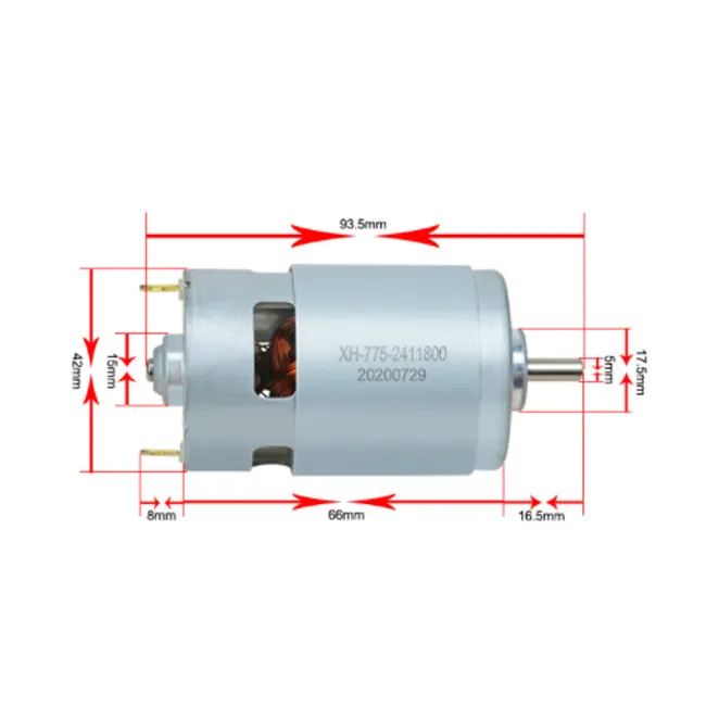 Hot sale ball bearings permanent magnet electric dc motor fan 775 with long shaft