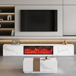 Meuble TV moderne électrique avec <span class=keywords><strong>cheminée</strong></span> à LED Meuble en bois pour prises de courant domestiques Console TV Centre de divertissement pour le salon - Product Image 3