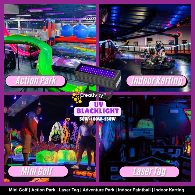Factory IP20 and IP67 Patented Design Adventure Park Mini Golf Laser Tag Karting 385-400nm ETL CETL Listed 100W UV Blacklight