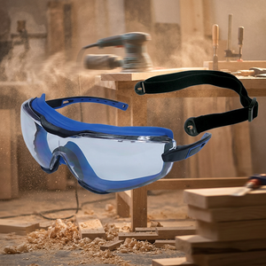 Lunettes de protection personnalisées 2-en-1 avec joint amovible, bandeau interchangeable, polycarbonate transparent, certifiées ANSI Z87.1, UV385 - Product Image 1