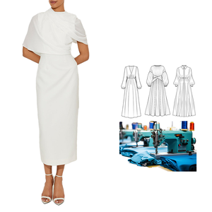 Vestido Casual con Cuello Redondo y Caída en la Cintura, Elegante para Mujer, con Personalización OEM ODM - Product Image 1