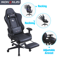 Chaise de jeu à LED Grande taille Racing Chaise de jeu RVB en cuir Pu noir avec lumières et haut-parleurs Chaise de jeu à LED E-sport pour PC