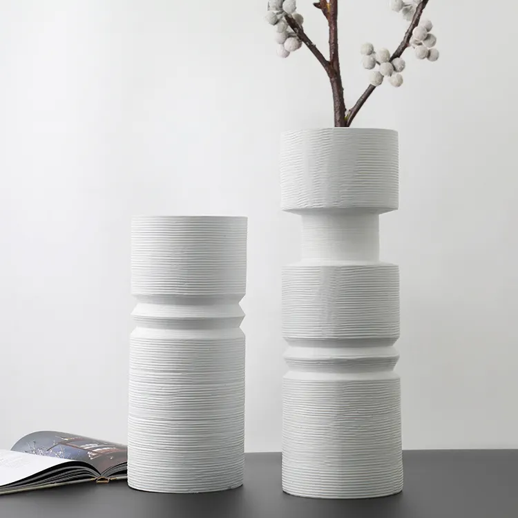 Modern art large short nordic resin vase set for home tabletop vase