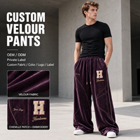Pantalon de survêtement personnalisé pour homme en mélange de coton, coupe large, taille élastique, imprimé sérigraphié, style streetwear décontracté